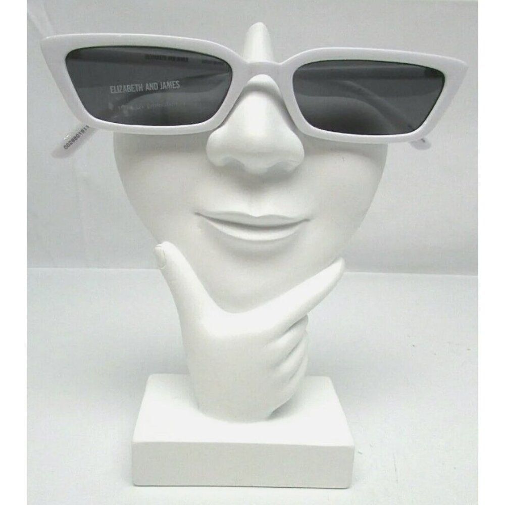 elizabeth and james white Small Rectangle frame black lens sunglasses wg01su03